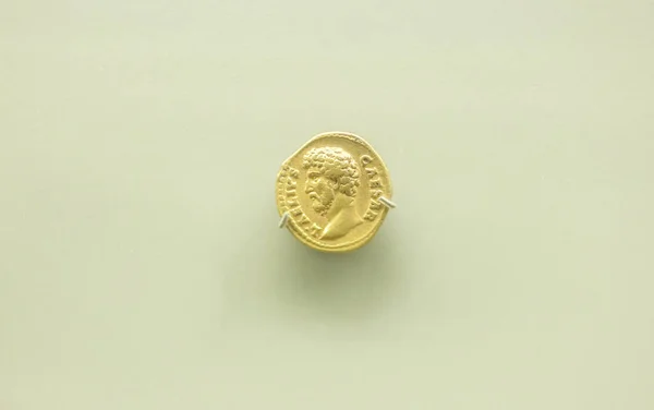 Merida Spanien Augusti 2018 Lucius Aelius Romerska Caesars Guldmynt Nationalmuseum — Stockfoto