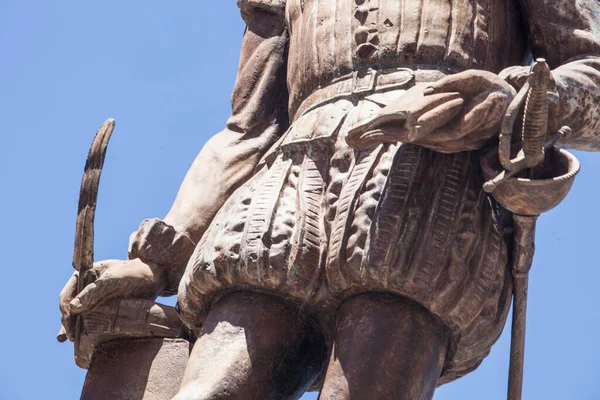 Valladolid Spanje Juli 2020 Quill Sword Detail Miguel Cervantes Monument — Stockfoto