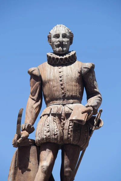 Valladolid Spanje Juli 2020 Miguel Cervantes Schrijversmonument Gemaakt Nicolas Fernandez — Stockfoto