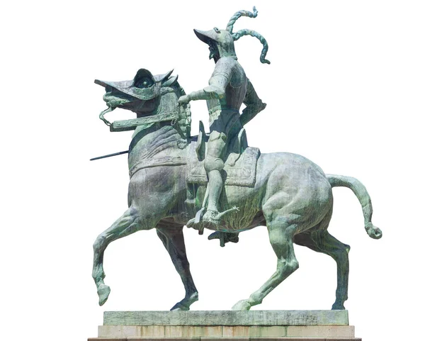 Трухільйо Іспанія Червня 2020 Кінна Статуя Франсіско Пісарро Площі Мера — стокове фото