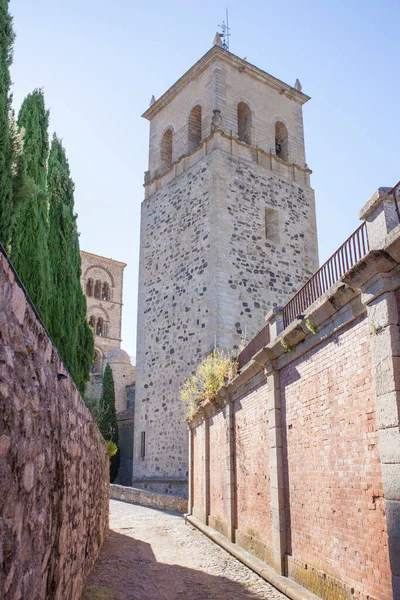 스페인 트루히요에 산타마리아라 성당의 누에바 시내에서 내려다본 — 스톡 사진