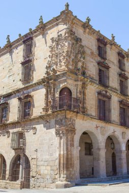 Fetih Markizi Sarayı veya Marques de la Conquista, Trujillo, İspanya. Köşe görünümü