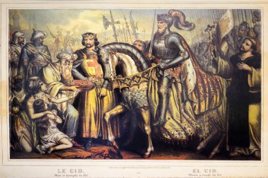 El Cid, Death and Triumph. By Napoleon Thomas cartoonist. Cereghetti Printer, 19th Century. Carmelo Martin Collection, Melgar de Fernamental, Burgos clipart