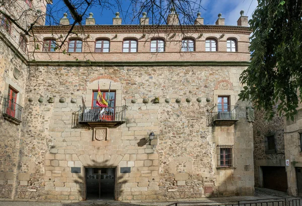 Toledo Moctezuma Slottsfasad Caceres Historiska Kvarter Spanien — Stockfoto