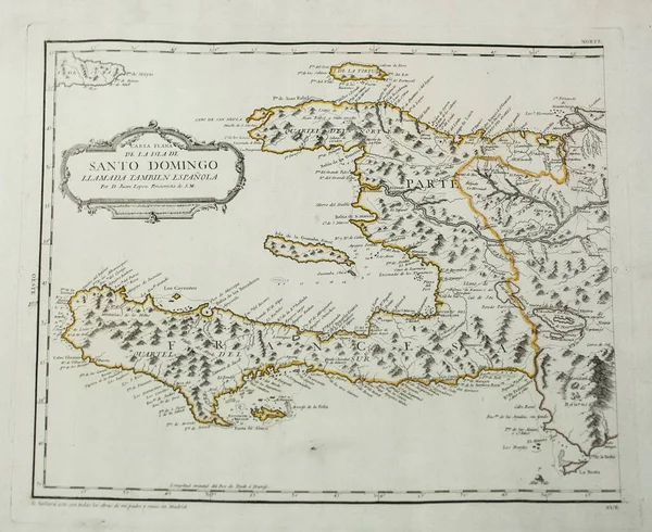 マドリード スペイン 2020年7月11日 フランス領サントドミンゴ地図 フアン ロペス18世紀 アメリカの博物館 マドリード スペイン — ストック写真