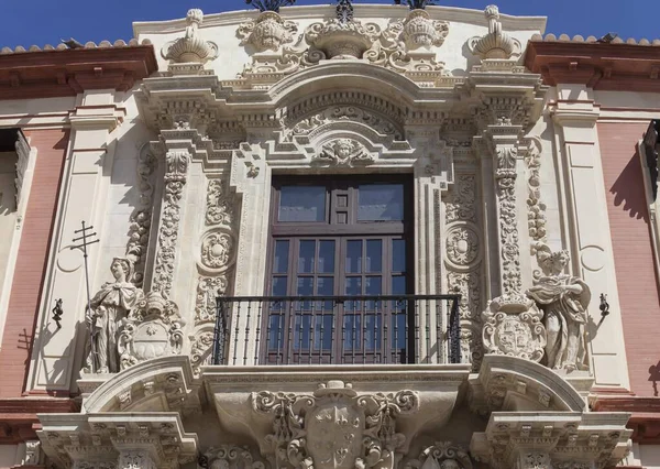 Erzbischöfliche Palastfassade Gebäude Spanischen Barock Sevilla Spanien Oberer Abschnitt — Stockfoto