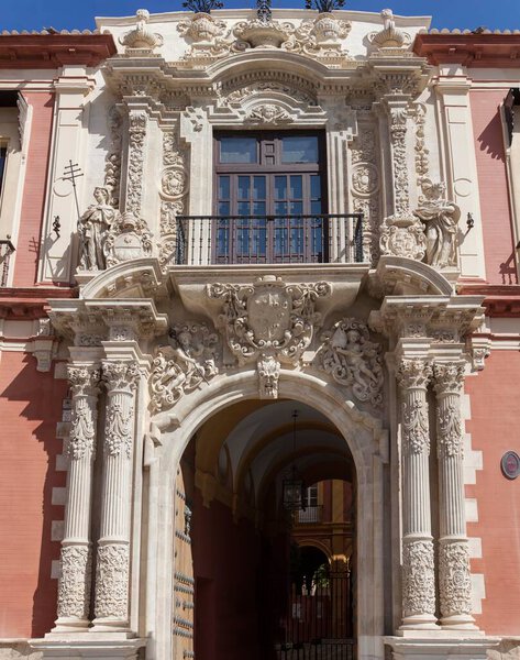 Archbishop Palace facade. Spanish baroque style building in Seville, Spain