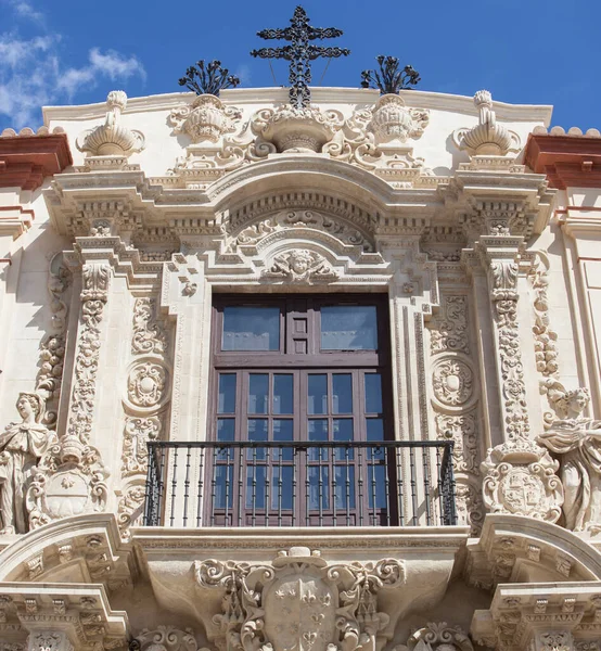 Erzbischöfliche Palastfassade Gebäude Spanischen Barock Sevilla Spanien Oberer Abschnitt — Stockfoto