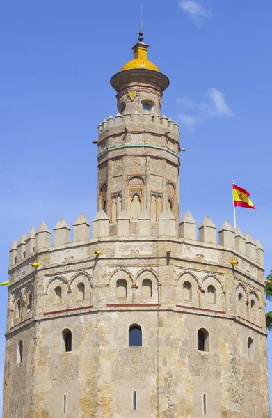 Torre Del Oro Sevilla España Torre Vigilancia Militar Erigida Para — Foto de Stock