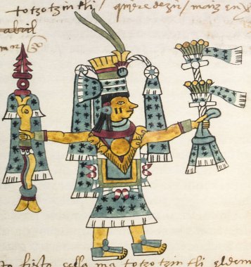 Month Tozoztontli in Aztec calendar. Codex Tudela, 16th-century pictorial Aztec codex. Folio 98v. Museum of the Americas, Madrid, Spain clipart