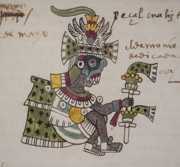 Календарі Ацтеків Місяць Etzalcualiztli Кодекс Тудела Ілюстрований Ацтекським Кодексом Xvi — стокове фото