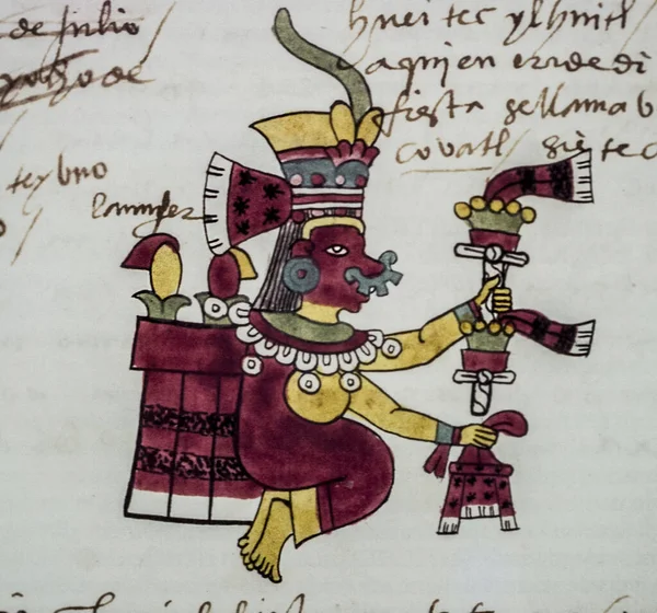 Månad Huey Tecuilhuitl Aztec Kalender Codex Tudela Bildkodex Från 1500 — Stockfoto