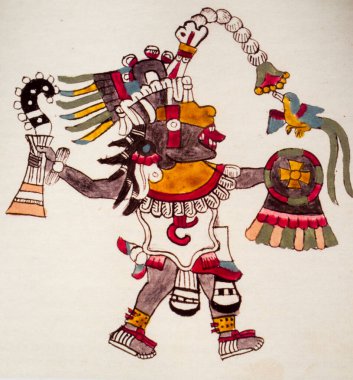 Aztek Tanrısı Xolotl Quetzalcoatl. Kodeks Tudela, Folio 43r. Amerika Müzesi, Madrid, İspanya
