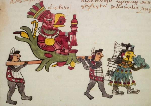 AztecカレンダーのHuey Tecuilhuitl Codex Tudela Folio 17R アメリカの博物館 マドリード スペイン — ストック写真