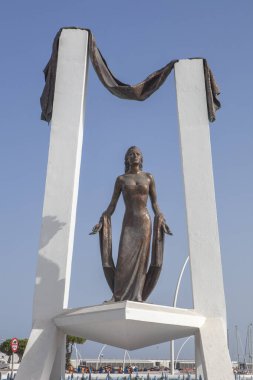Chipiona, Spain - August 16h, 2025: Rocio Jurado monument, famous Spanish singer born in Chipiona. Juan de Avalos sculpter, 2010