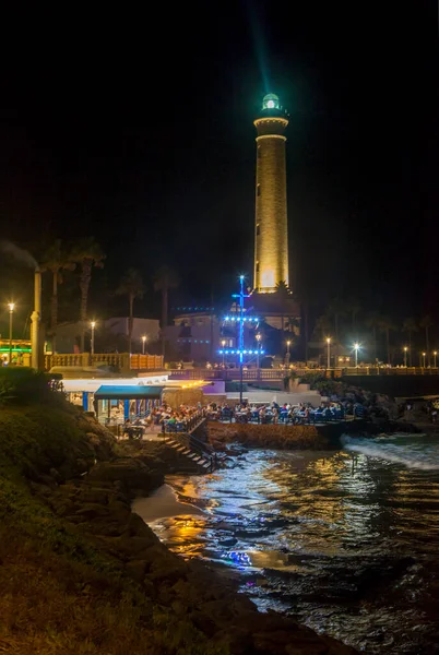 Chipiona lighthouse, considered to be the tallest one in Spain. Cadiz, Spain. Night shot