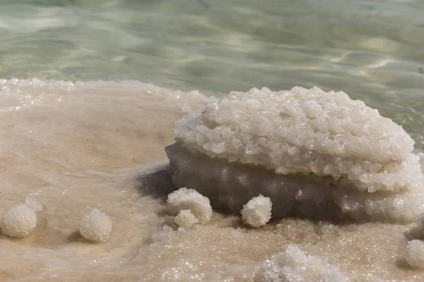 Velké Kusy Soli Břehu Mrtvého Moře — Stock fotografie