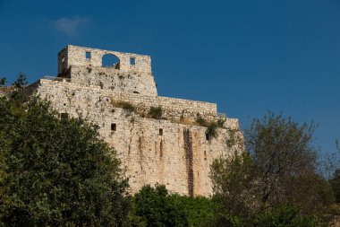 13. yüzyıl Haçlı askeri Yehiam Kalesi 'nin kalıntıları.