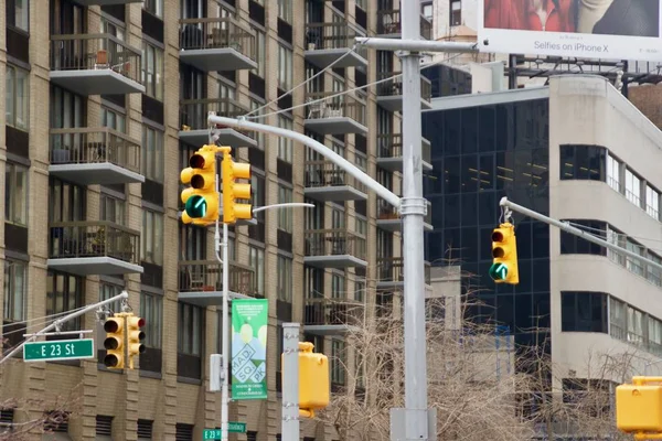 Gele Semafoors New York — Stockfoto