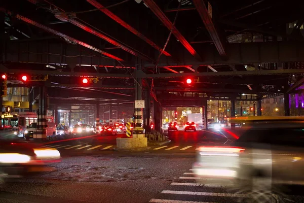 Nacht Verkeersopstopping New York — Stockfoto