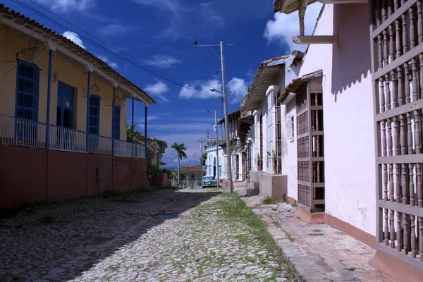 Casas Carro Velho Rua Típica Trinidad Cuba Dia Ensolarado — Fotografia de Stock