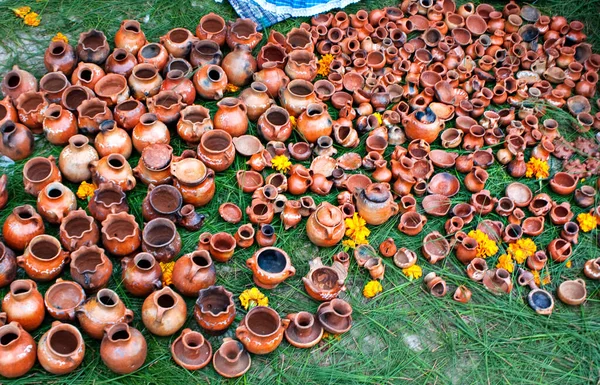 Handgemaakte Potten Van Klei Markt Koop Antigua Guatemala — Stockfoto