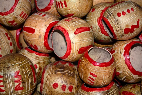 Cabos Pintados Calabashes Uma Pilha Para Venda Antigua Guatemala — Fotografia de Stock