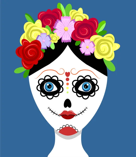 Мексиканська Традиційна Відпустка Або День Мертвих Векторні Жінки Калавера Череп — стоковий вектор