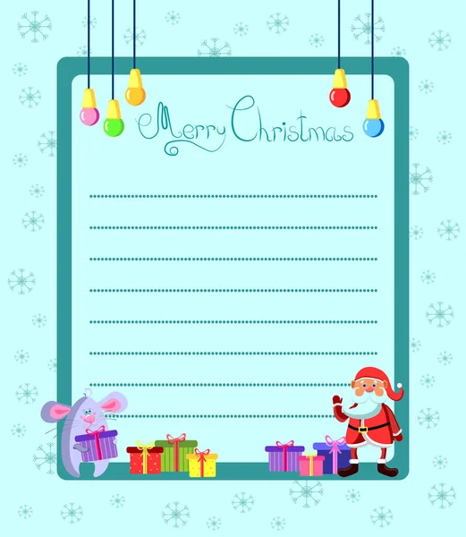 Cartel Navidad Para Texto Santa Claus Ratón Gris Bolas Navidad — Archivo Imágenes Vectoriales