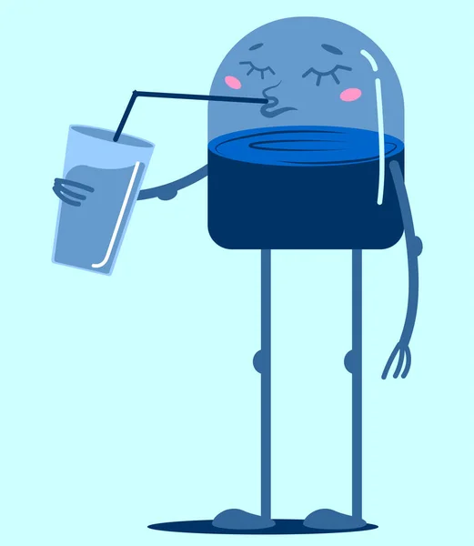 青い怪物は水を飲む ポスター プリント カード用ベクトルイラスト — ストックベクタ