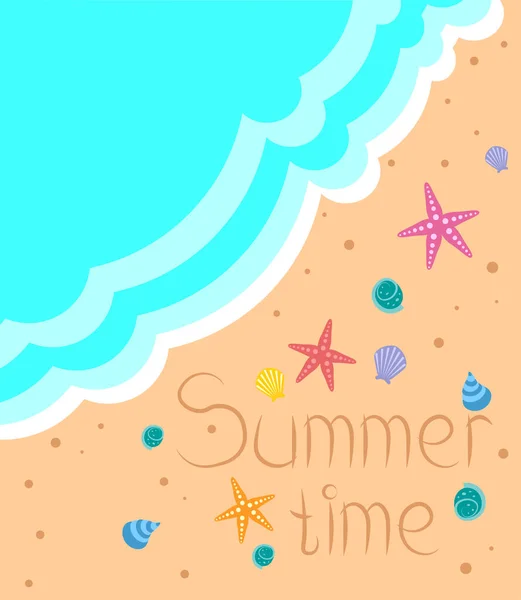 Summer Beach Vector Design Avec Étoile Mer Coquille Illustration Vectorielle — Image vectorielle