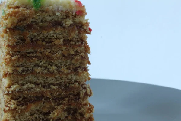 ハニーケーキショートブレッドケーキキャラメル層 — ストック写真