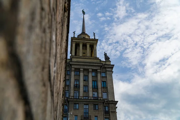 Stalinist Empire style Soviet Union architecture building in Saint-Peterburg
