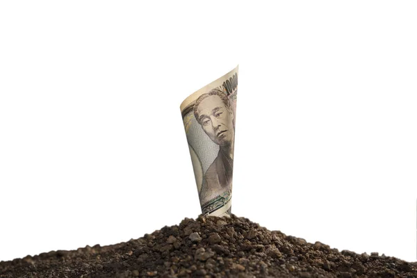 Japoński Jen Banknotów Wierzchu Gleby Dla Biznesu Zapisywanie Wzrostu Ekonomiczna — Zdjęcie stockowe