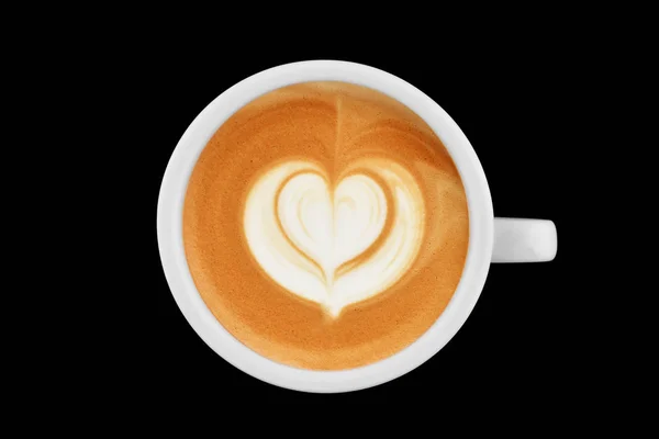 Csésze Kávé Latte Izolált Fekete Háttér — Stock Fotó