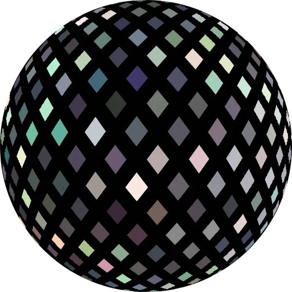 Silver mosaic shimmer globe 3d graphic element. Disco ball abstract symbol. Dark crystal flicker sphere on white background isolated