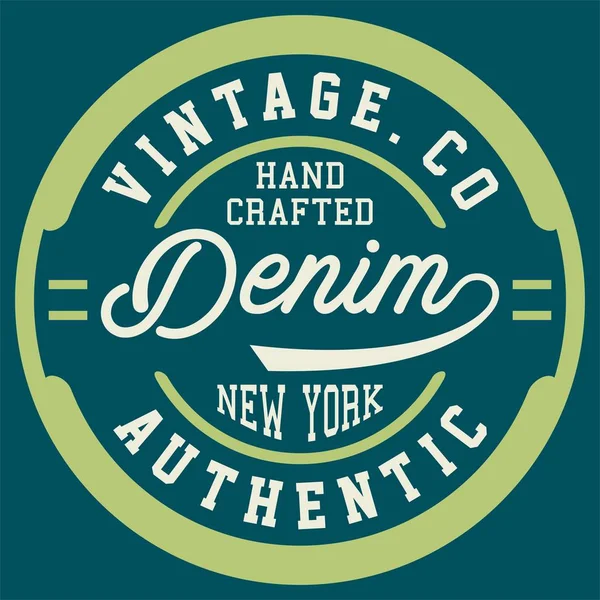 Diseño Gráfico Vintage Denim Authentic Para Camisa Impresión — Vector de stock