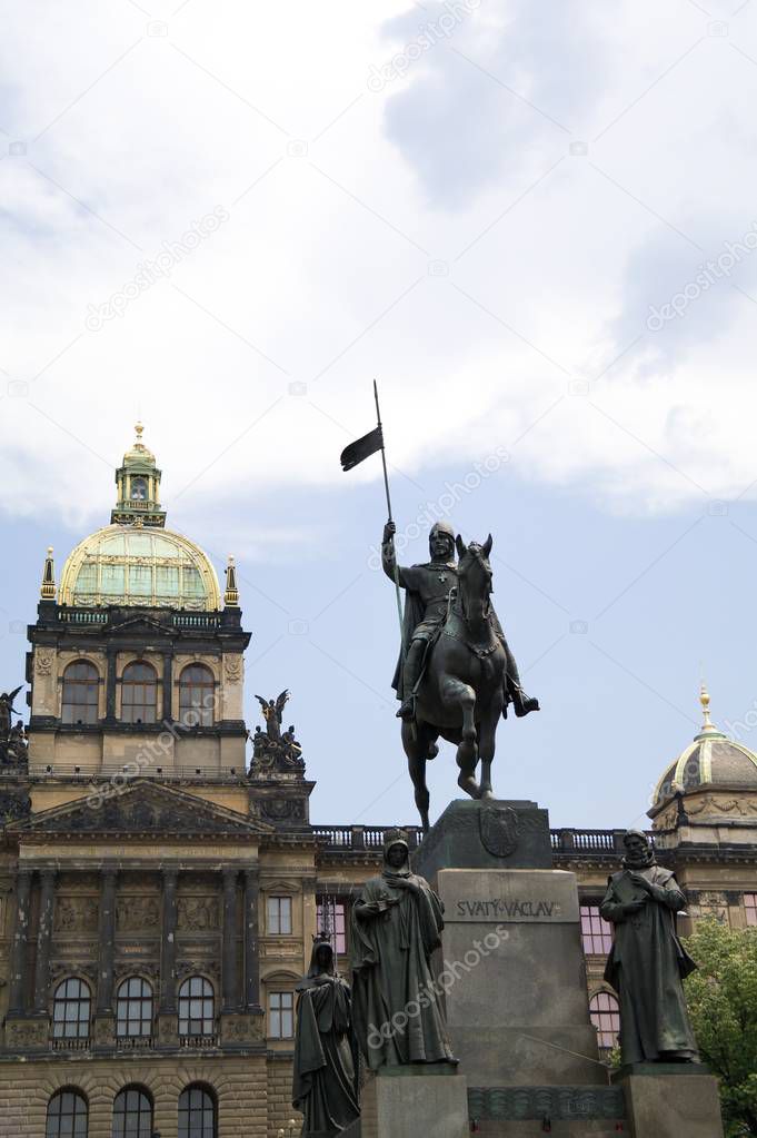 statue of knight Saint Wenceslas in Prague