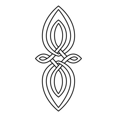 Aşkın ve arkadaşlığın Kelt kesişme stili sembolü. Minimalist dekoratif element vektör çizimi. Kelt biçimi birbirine karışmış desen izole edilmiş vektör.