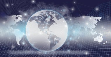 dijital bağlantılar ve parlayan bağlantıları ile küresel dünyanın