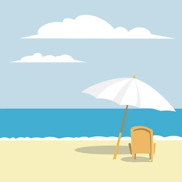 在沙滩上的伞和沙滩椅 — 图库矢量图片