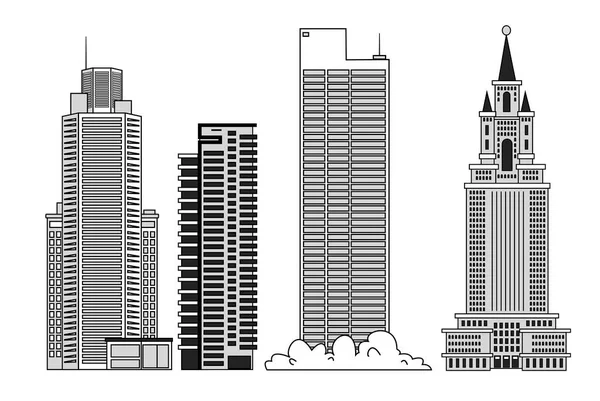 Edificios Varios Pisos Set Rascacielos Para Ilustraciones Urbanas — Vector de stock