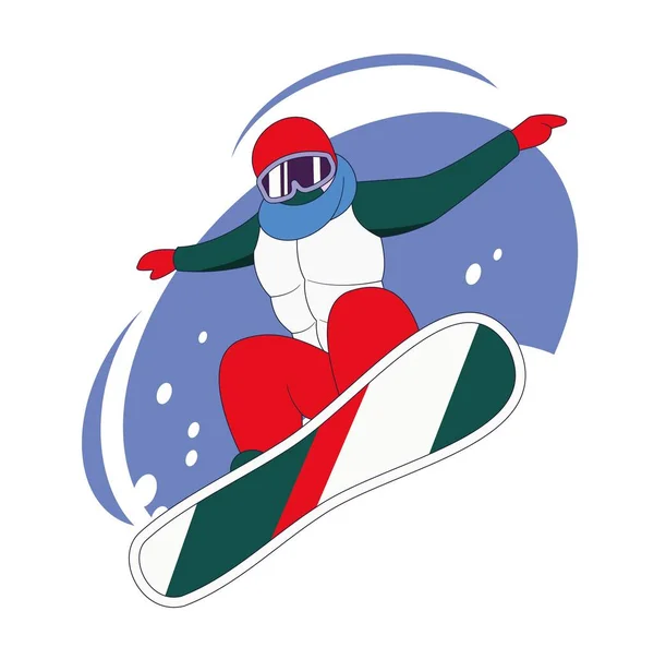 Jumping Snowboarder Winter Extreme Sports — Stock Vector