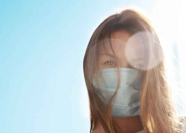 Woman Protective Medical Mask Covid Concept — Stock Photo, Image