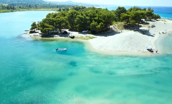Drone Vista Hermosa Costa Vacía Grecia Península Halkidiki — Foto de Stock