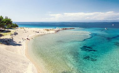 Yunanistan 'ın Halkidiki bölgesinden hava manzarası. 