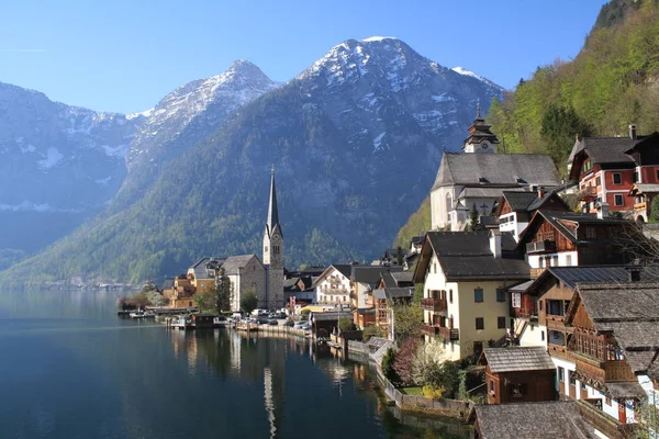 Village Hallstatt Sur Lac Hallstatter Dans Les Alpes Autrichiennes — Photo