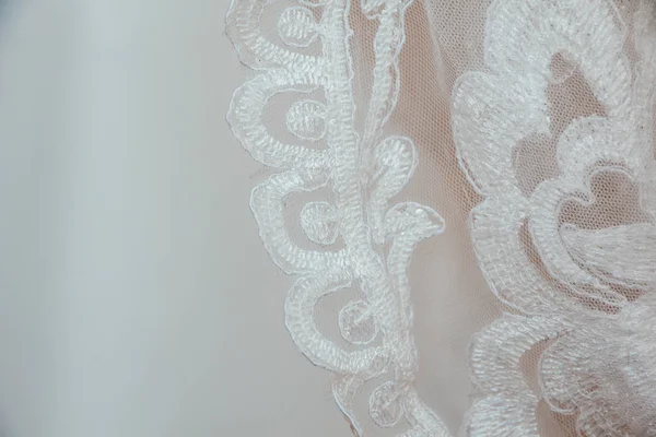 Gyönyörű Hímzés Minta Használni Mint Összetevő Menyasszonyi Ruha Esküvői Szertartás — Stock Fotó