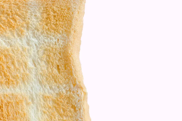 Textura Detalhe Pão Branco Torrado Amarelo Dourado Sobre Fundo Branco — Fotografia de Stock