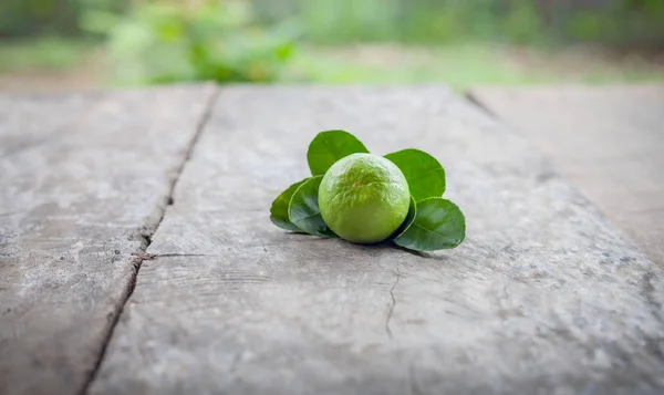 Lime Green Fresh Leaves Healthy Ingredient Cooking Put Wooden Floor — Stock Photo, Image